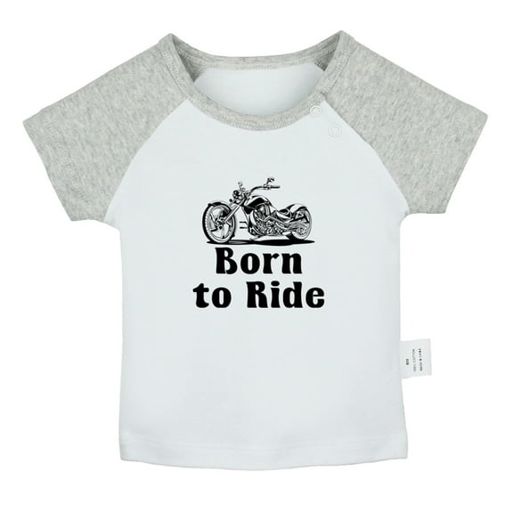 Born to Ride Funny T shirt For Baby, Newborn Babies T-shirts, Infant Tops, 0-24M Kids Graphic Tees Clothing (Short Gray Raglan T-shirt, 0-6 Months)