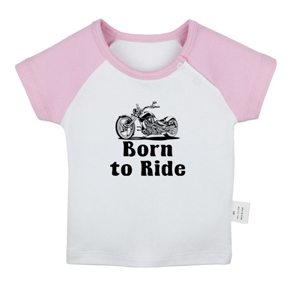 Born to Ride Funny T shirt For Baby, Newborn Babies T-shirts, Infant Tops, 0-24M Kids Graphic Tees Clothing (Short Pink Raglan T-shirt, 12-18 Months)