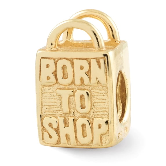 Born to Shop Charm .925 Sterling Silver Gold Plated Reflection Beads