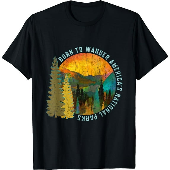 Born to Wander Americas National Parks Vintage T-Shirt