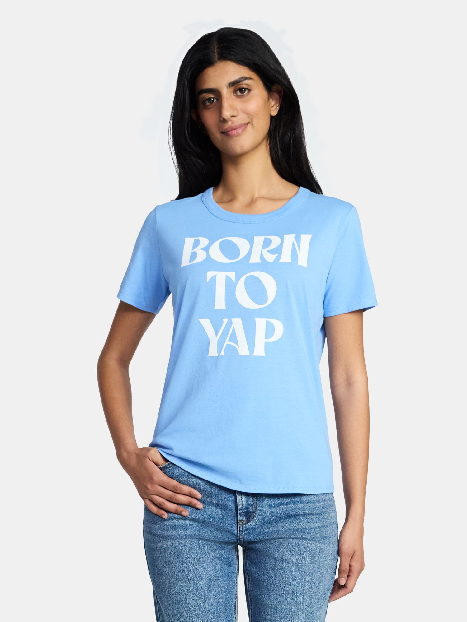 Junior's Graphic Everyday Short Sleeve Tee, Born to Yap, Sizes XXS-XXL