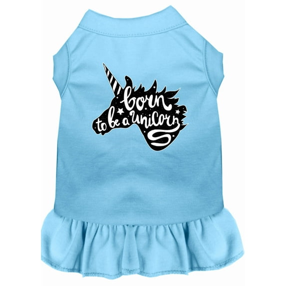 Mirage Pet Born to be a Unicorn Screen Print Dog Dress Baby Blue XXL