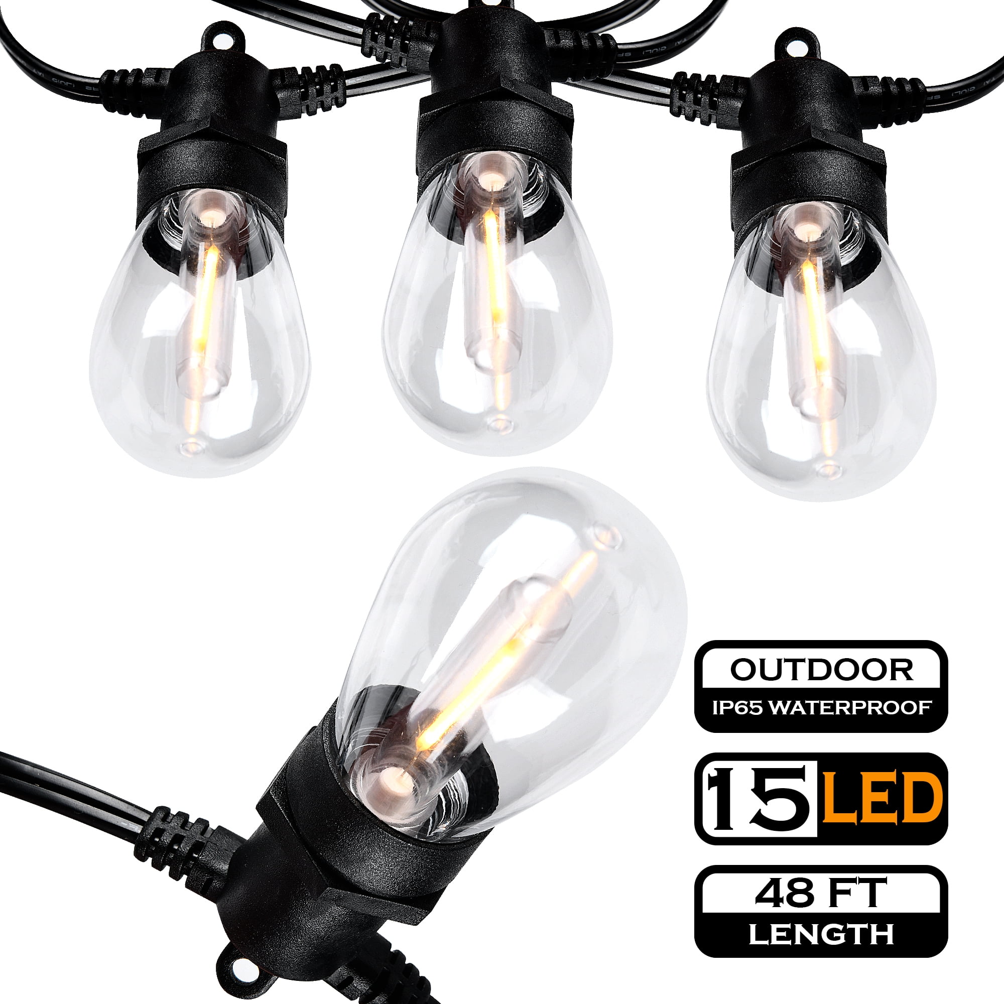 BornTech Outdoor Patio String Lights Extendable Clear Globe Glass Bulbs Decor Lights 25FT BornTech Outdoor Patio String Lights Extendable Clear Globe Glass Bulbs Decor Lights 25FT