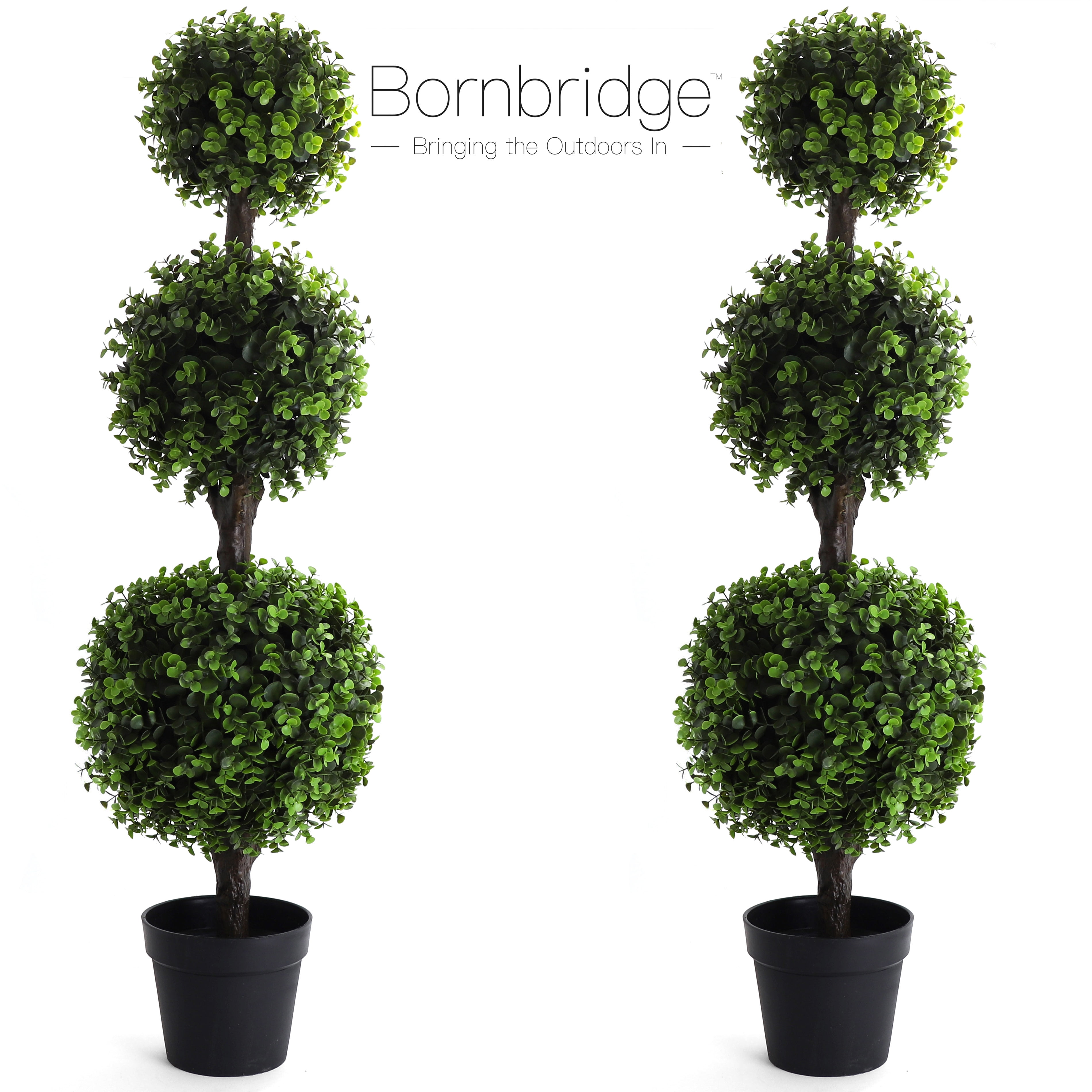 Eco-Friendly Lifelike Boxwood Topiary Twin Pack, UV Resistant