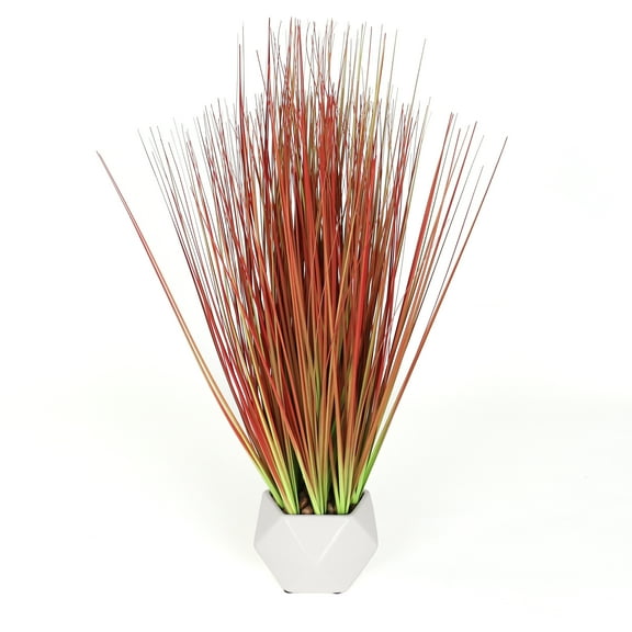 Bornbridge Artificial Potted Red Grass Plant (White Planter)