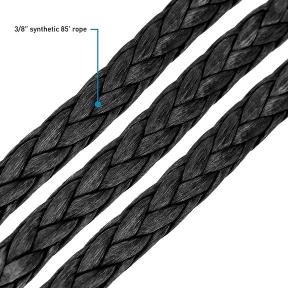 Borne Off-Road Replacement Synthetic Winch Rope Hook and Tether Strap Black