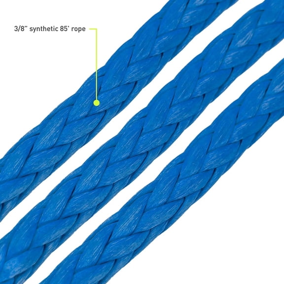 Borne Off-Road Replacement Synthetic Winch Rope Hook and Tether Strap Blue