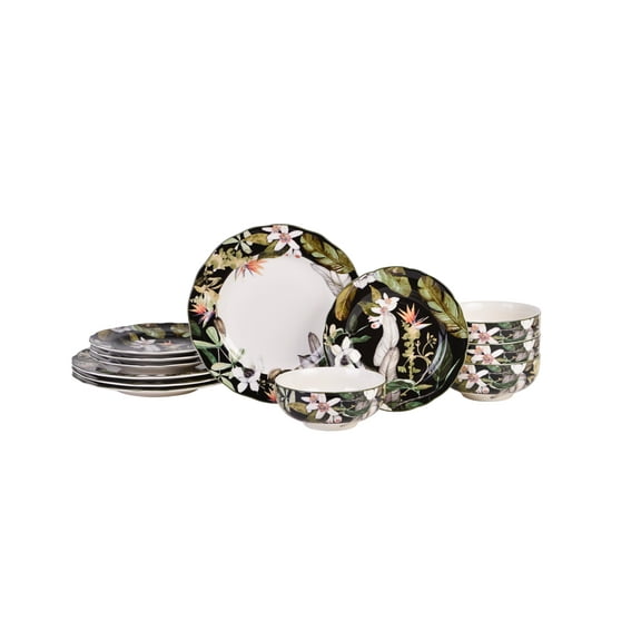 Borneo Black 12pc Dinnerware Set