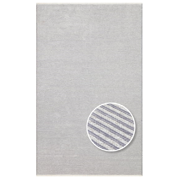 Borneo Grey Flat Pattern Cotton Area Rugs for Living Room Jacquard Textured Modern Rugs Soft Geometric Rug for Bedroom Washable Rug Non-Slip Bohemian Carpet Perfect for Dining Room Office Beige
