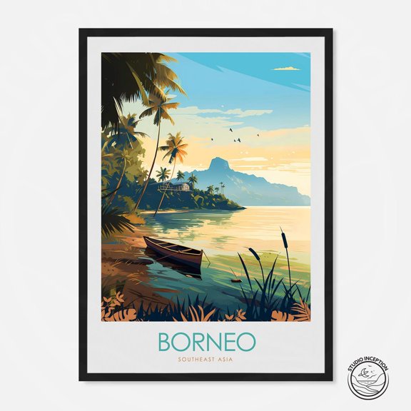 Borneo Travel Print By Studio Inception Southeast Asia Borneo Travel Poster Borneo Print