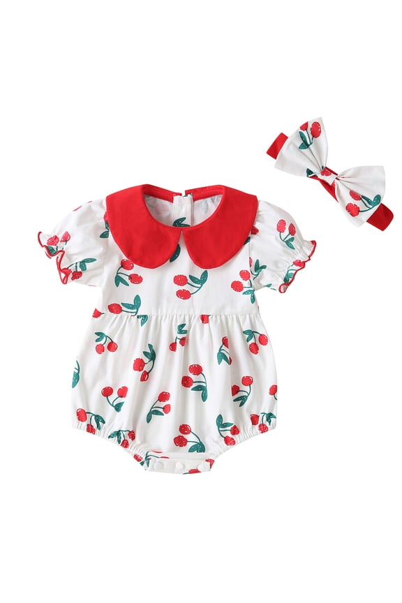Baby Girl Clothes, Newborn Infant Baby Girls Collar Romper Bodysuit Hairband Clothes Clearance