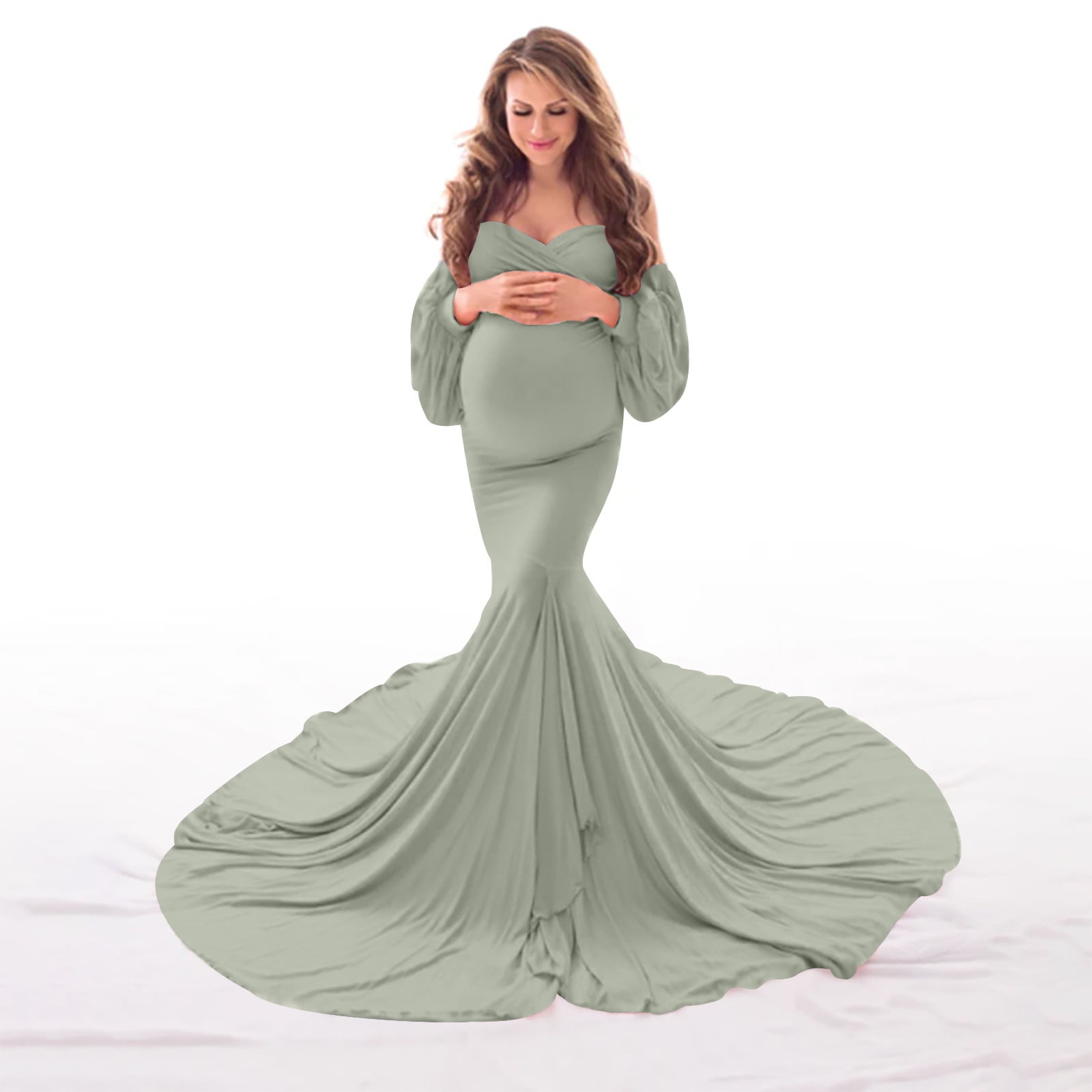 Borniu Dress For Photoshoot Women Pregnants Sexy Photography Props Off  Shoulder Long Dress Clearance
