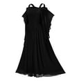 thumbnail image 1 of Ohufall Halloween Costumes,Gothic Clothes for Women, Women's Color Gothic Flare Sleeves Dark Black Dress Mesh Spliced Double Layer Midi Dress Renaissance Dress, 1 of 5