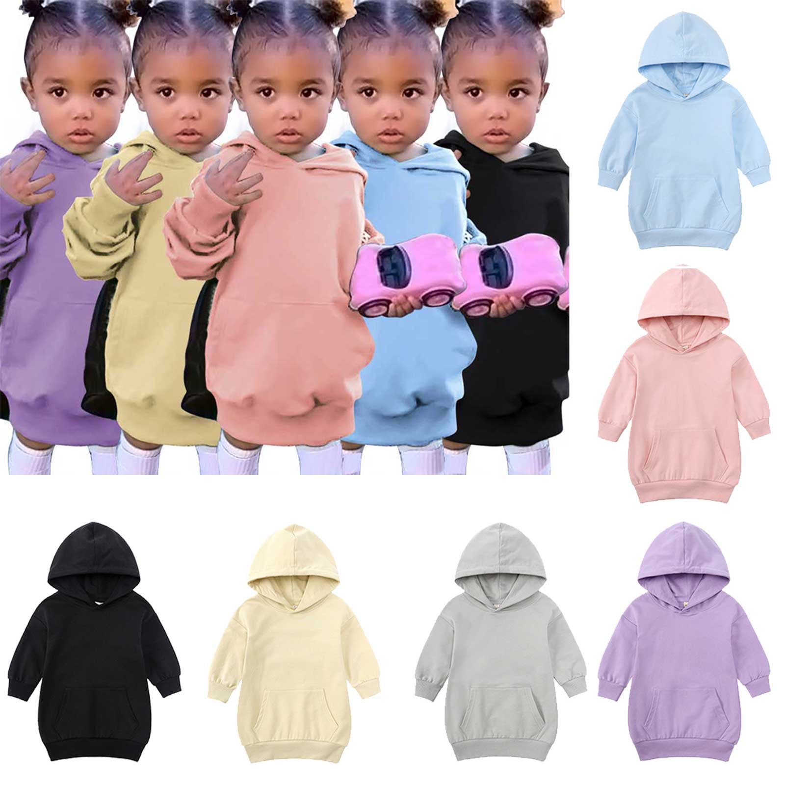 Borniu Hoodies fo Toddler Baby Girls Oversized Solid Color Long Sleeve
