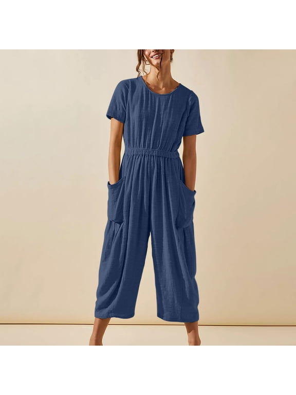 Jumpsuits for Women Clearance Women Casual Jumpsuits free Hot Shot Onesie FP dupes Spaghetti Strap Loose Romper Overalls Pocket Summer Fashion Harem