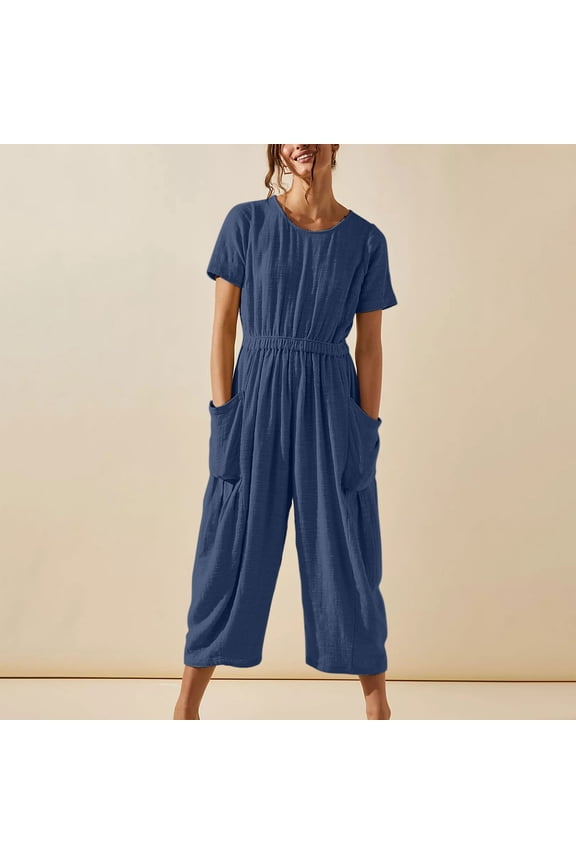 Jumpsuits for Women Clearance Women Casual Jumpsuits free Hot Shot Onesie FP dupes Spaghetti Strap Loose Romper Overalls Pocket Summer Fashion Harem