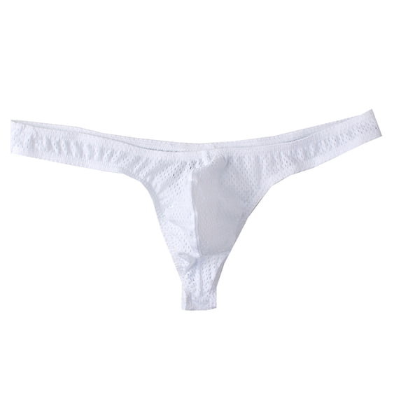 Ohufall Mens Underwear, Men's Fashion Low Waist Silk Mesh Breathable Thong Sexy Underpanties Clearance