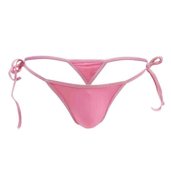 Ohufall Mens Underwear, New Sexy Elastic Ice Silk Men's Lace-up Underwear Sexy Seamless Breathable Thong T-pants Clearance