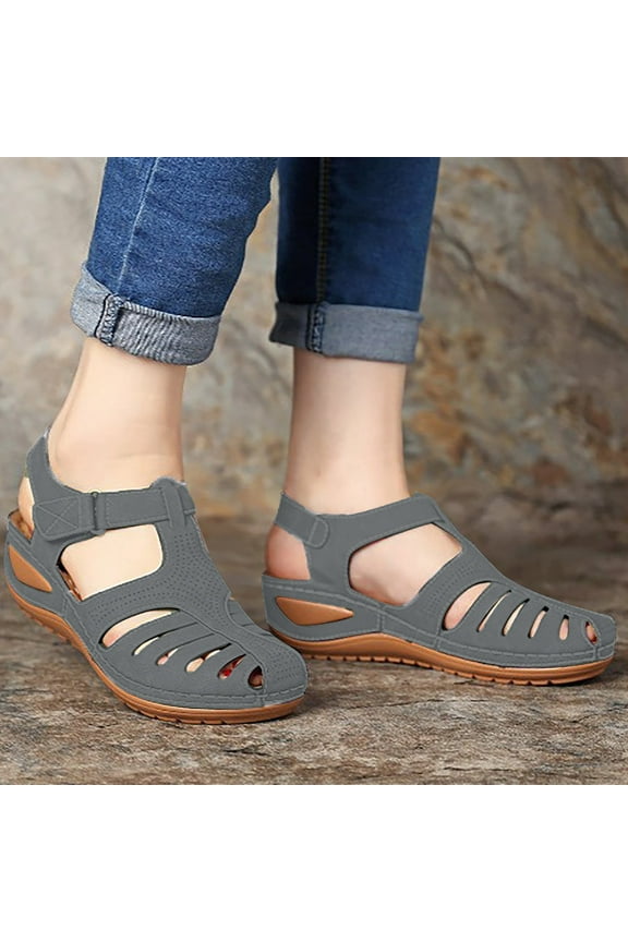Orthotic Sandals for Women Plantar Fasciitis Feet Sandal with Arch Support for Casual Beach Comfortable Walking, Women Summer Closed Toe Wedgd Sandals Clearance