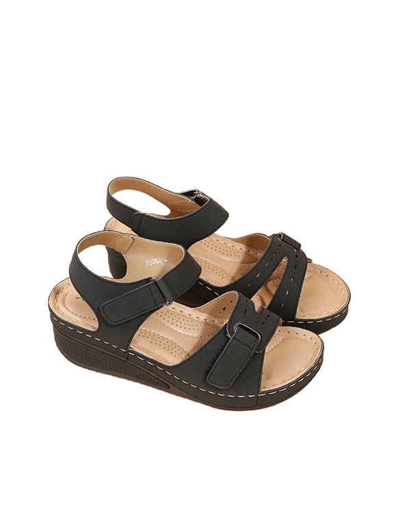 Orthotic Sandals for Women Plantar Fasciitis Sandals with Arch Support Buckle Strap Wedge Sandals for Comfortable Walking, Summer