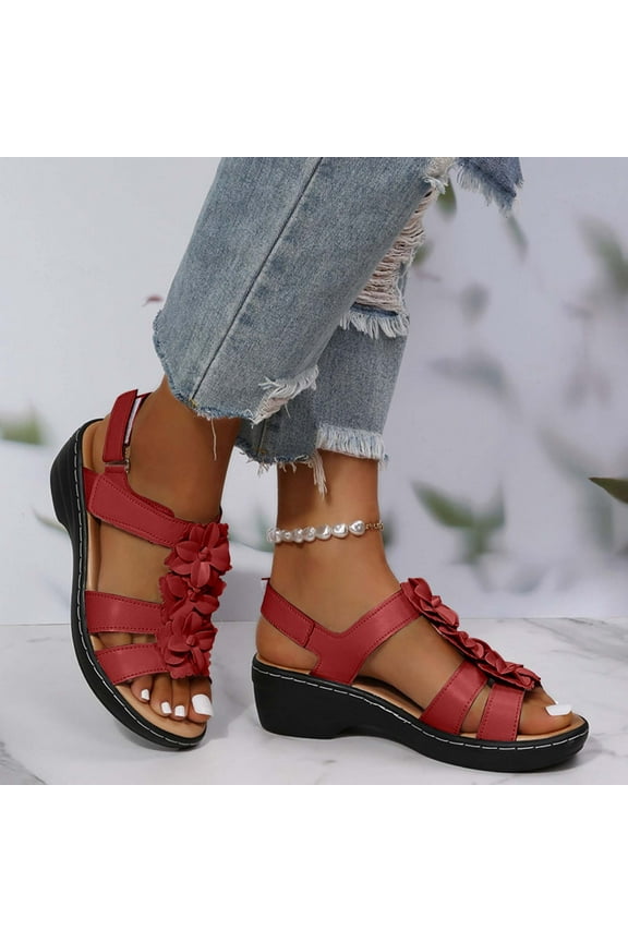 Orthotic Sandals for Women Wedge Sandals with Arch Support for Plantar Fasciitis Breathable Summer Sandals for Casual Beach Comfortable Walking, Womens Wedgd Sandals Clearance