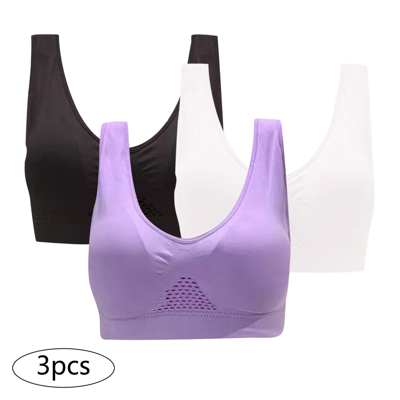 Borniu Plus Size Sport Bra for Women, 1-5 Pack Full Coverage Wirefree ...