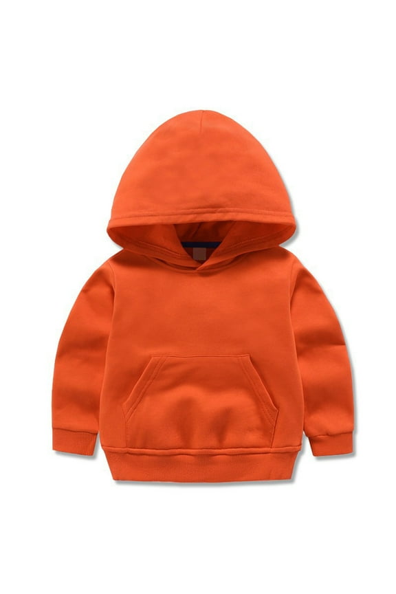 Toddler Kids Boys Girls Solid Color Hoodies Casual Long Sleeve Sports Hooded Sweatshirts Outwear Sizes 18Months-7T