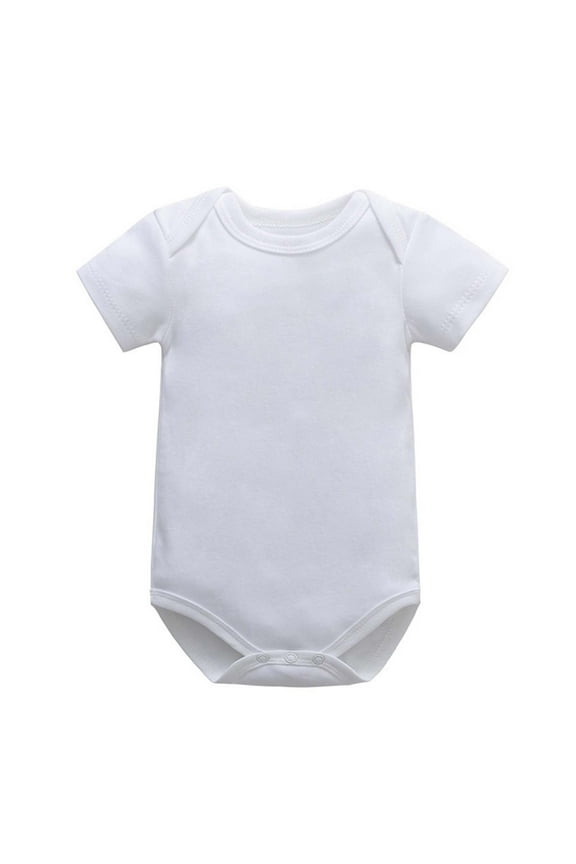 Ohufall Toddler Kids Onesies Baby Boys Girls Romper Cotton Solid Color Tops Short Sleeve 0-24 Months