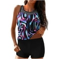 thumbnail image 1 of Ohufall Two Piece Bandeau Swimsuits For Women Loose Fit Swim Tank Top With Shorts, 1 of 9