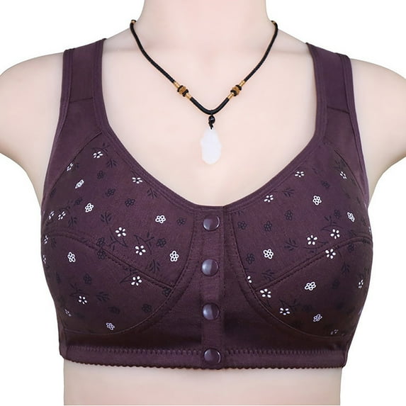 Ohufall Wirefree Bras for Women ,Plus Size Front Closure Lace Bra Wirefreee Extra-Elastic Bra Active Yoga Sports Bras 36B-52B, Summer