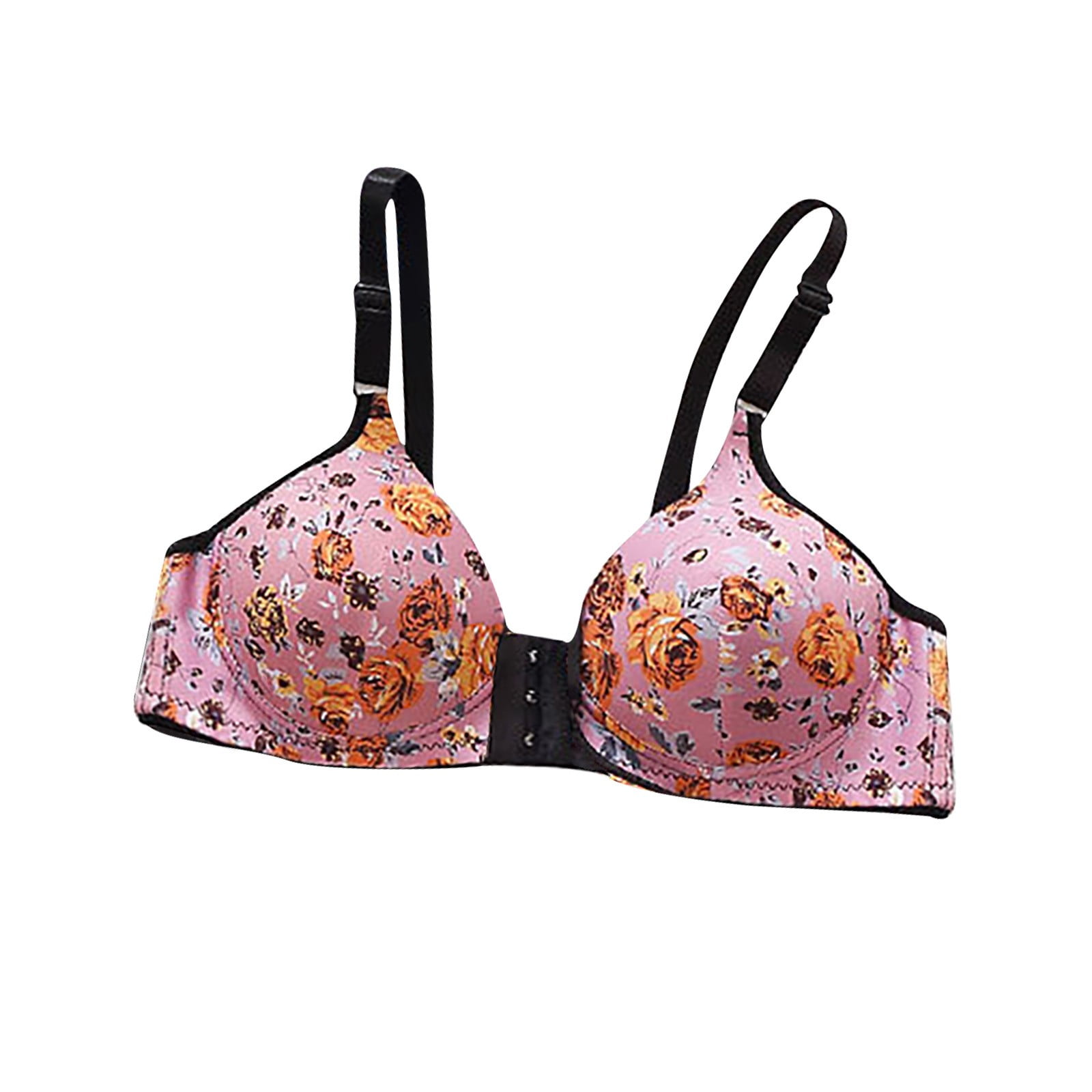 Borniu Wirefree Bras for Women ,Plus Size Front Closure Lace Bra Wirefreee  Extra-Elastic Floral Bra Adjustable shoulder straps Sports Bras , Summer