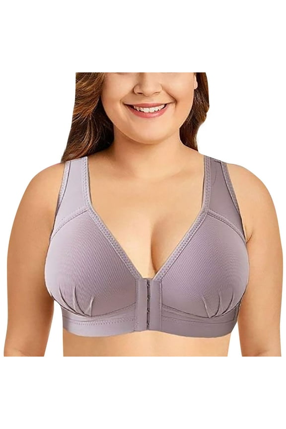 Wirefree Bras for Women ,Plus Size Front Closure Lace Bra Wirefreee Extra-Elastic Solid Bra Active Yoga Sports Bras , Summer