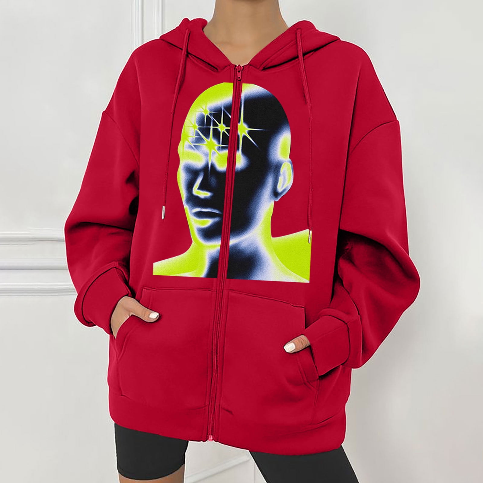 fluorescent zip up hoodie