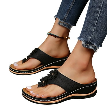 Borniu Womens Orthotic Flip Flops Plantar Fasciitis Sandals For Flat Feet with Arch Support Comfortable Walking Sandals, Summer Savings Clearane