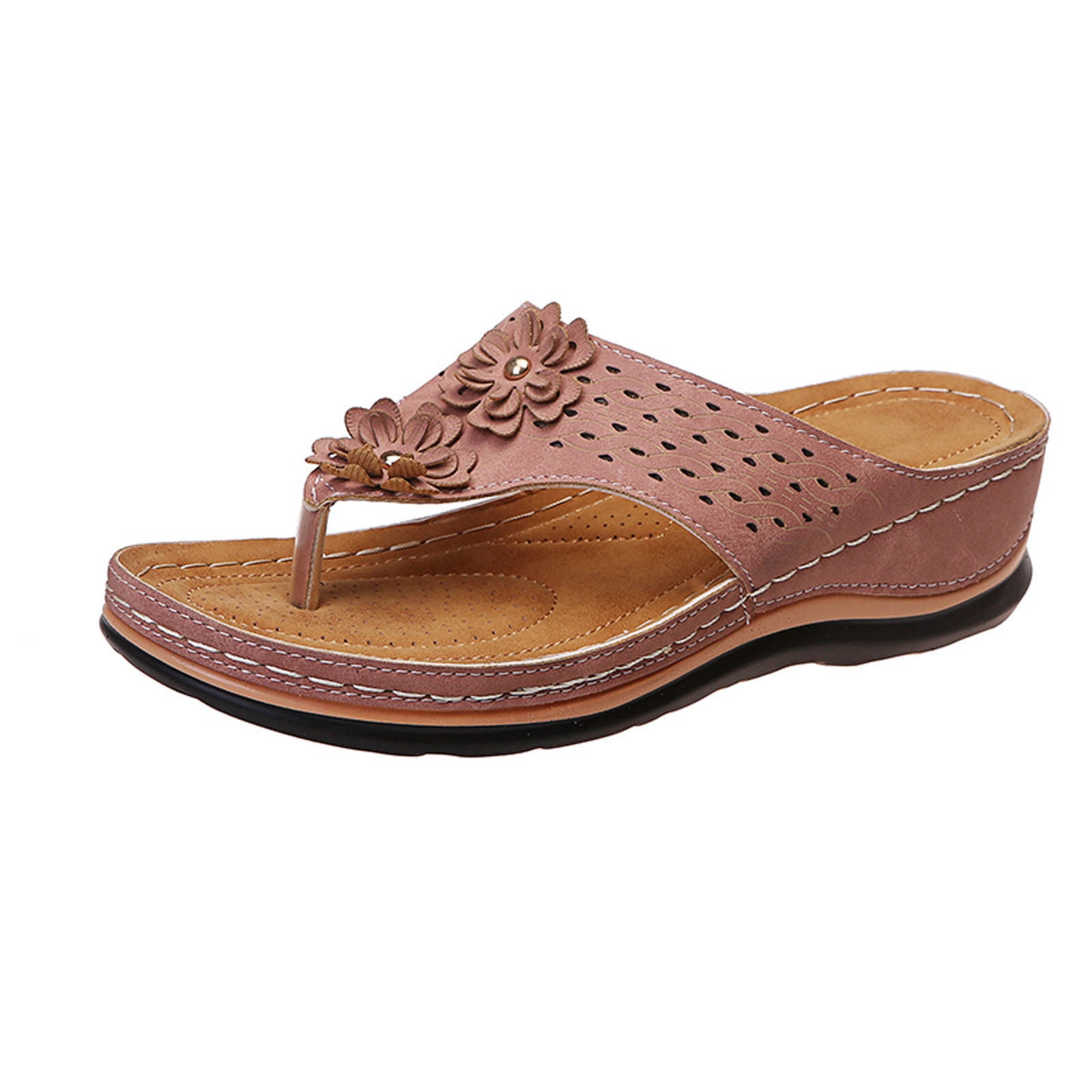 Borniu Womens Orthotic Flip Flops Plantar Fasciitis Sandals For Flat ...