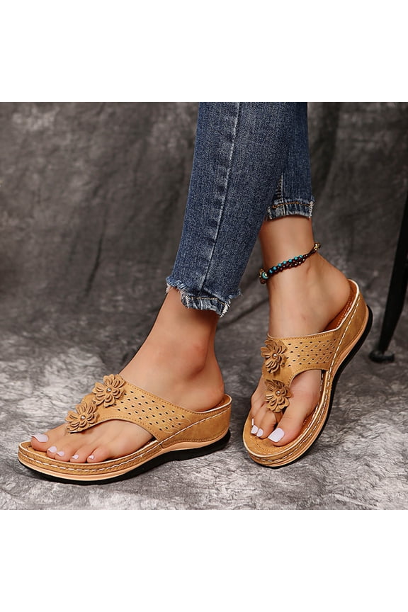 Womens Orthotic Flip Flops Plantar Fasciitis Sandals For Flat Feet with Arch Support Comfortable Walking Sandals, Summer Clearane