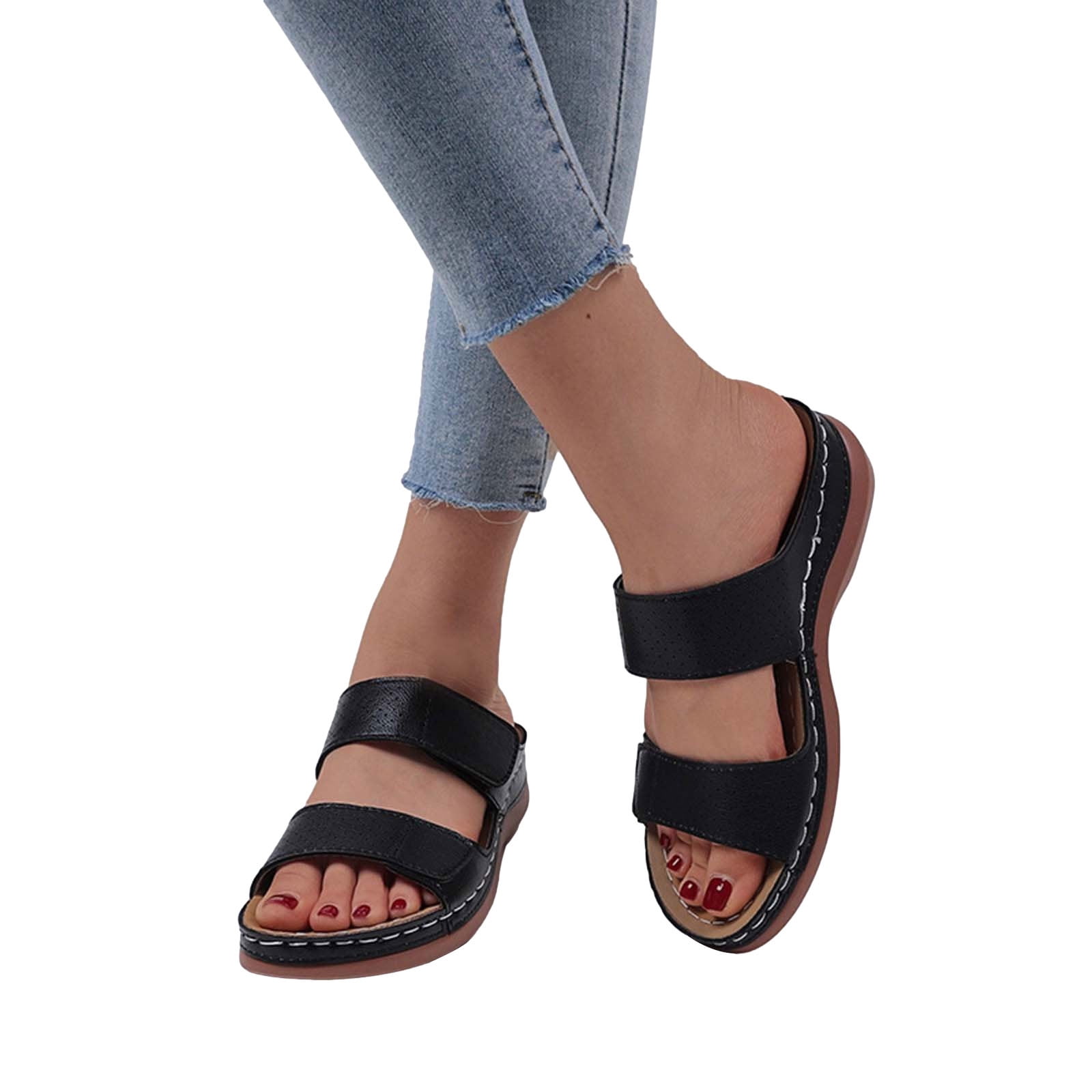 Borniu Womens Orthotic Sandals Plantar Fasciitis Feet Sandal with Arch ...