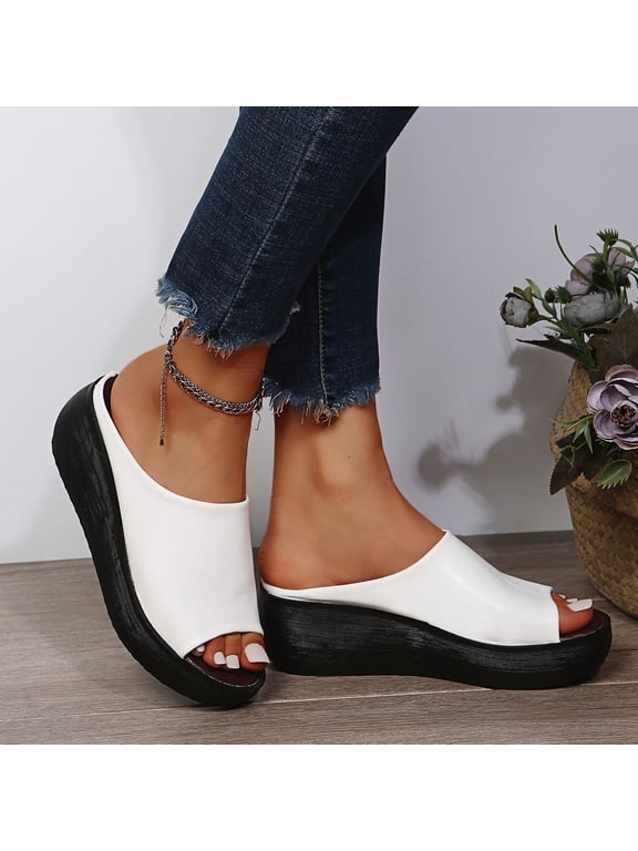 Womens Sandals Casual Ankle Strap Sandals Summer Comfortable Beach Shoes Elastic Wedge Sandals for Women Summer Dressy