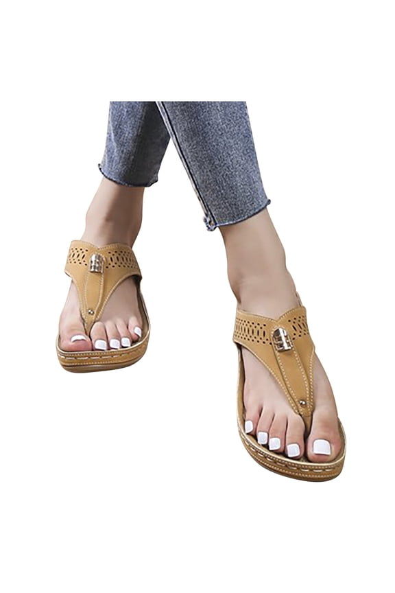 Womens Sandals Flip Flops for Women, Womens Orthotic Flip Flops Plantar Fasciitis Sandals For Flat Feet with Arch Support Comfortable Walking Wedge Sandals