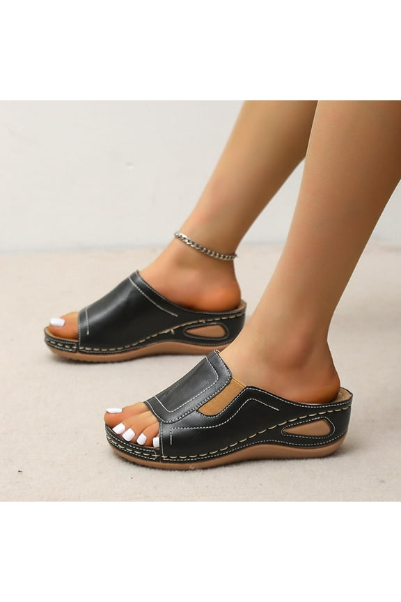 Womens Sandals Flip Flops for Women, Womens Orthotic Flip Flops Plantar Fasciitis Sandals For Flat Feet with Arch Support Comfortable Walking Wedge Sandals