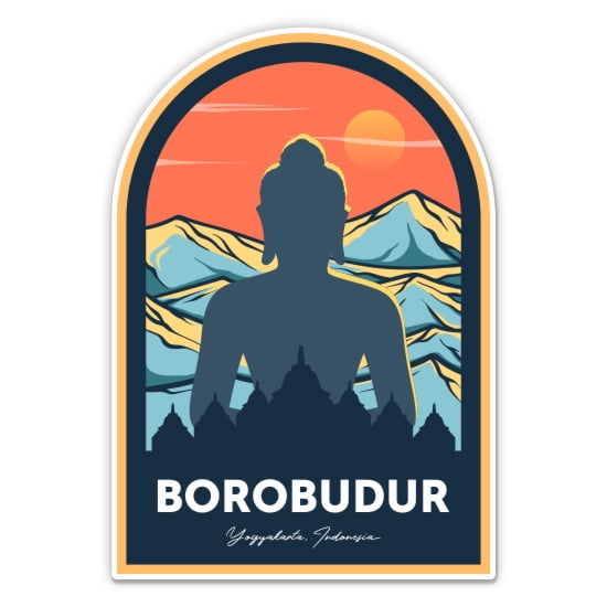 Borobudur Temple Java Indonesia - 3" Vinyl Sticker - For Car Laptop Water Bottle Phone - Waterproof Decal