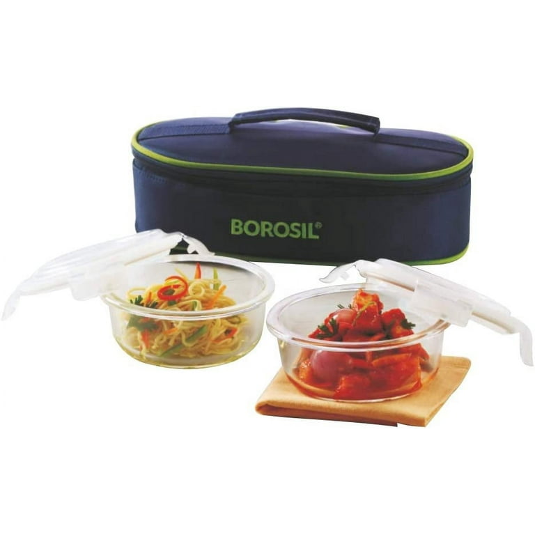 Borosil Lunch Box - Set of 2 - 13 Oz Glass Lunch Salad Containers