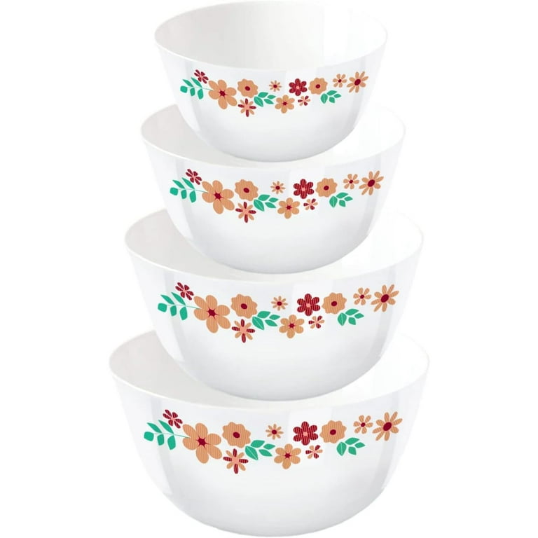 Borosil Serving Bowls for Entertaining, Set of 4, (2x16OZ + 2x24OZ),  Lightweight Ceramic Bowls, Large Bowls for Food Storage, Mixing bowls With  Lids, Prep Bowls for Salad, Microwave & Dishwasher Safe 