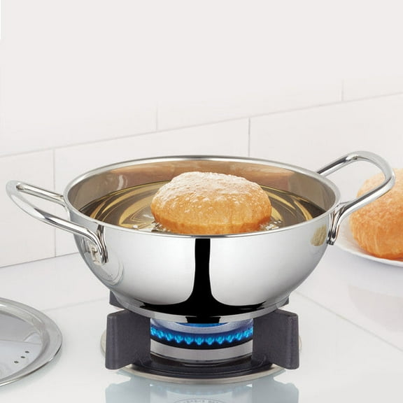 Borosil - Stainless Steel Deep Kadhai with Lid, Impact Bonded Tri-Ply Bottom, 2.8 L