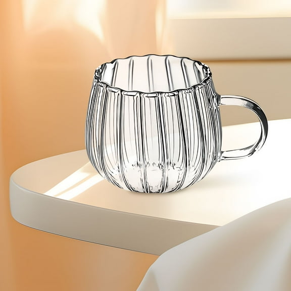 Borosilicate Glass Coffee Cup, Heat Resistant Clear Mug, Durable Drinkware for Tea, Espresso and Breakfast Beverages