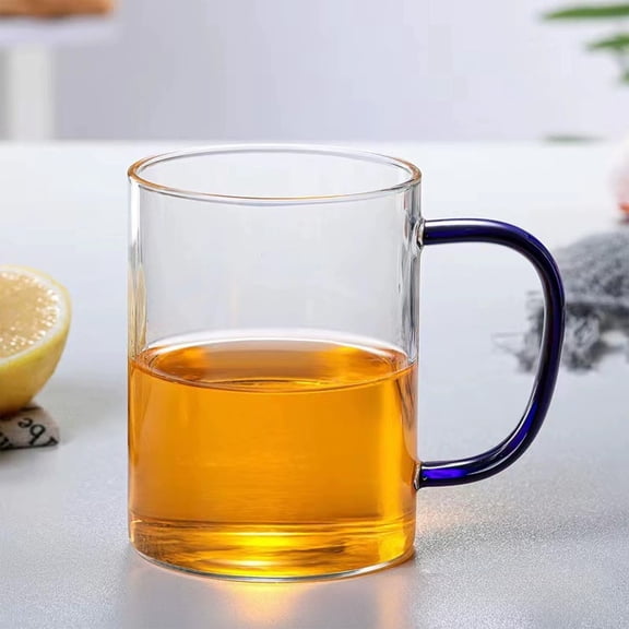 Borosilicate Glass Cup 400ml | Heatproof Tea Coffee Mug with Handle | Clear Crystal Glassware for Hot Beverages | Microwave & Dishwasher Safe