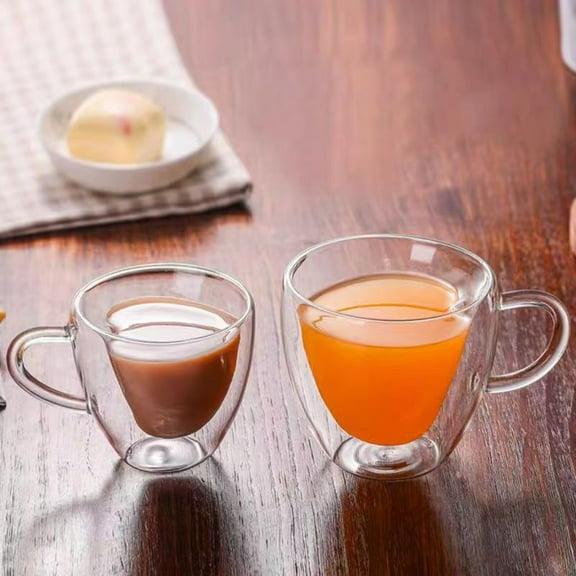 Borosilicate Glass Double-Layer Insulated Milk Tea Cup | Heart-Shaped Inner Pot | Heat Resistant Glass Coffee Mug | 180ml or 240ml | Gift Idea | Durable Drinkware