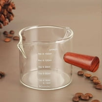Borosilicate Glass Measuring Cup with Spout & Wooden Handle | Heat-Resistant Kitchen Milk Jug for Liquid & Dry Ingredients