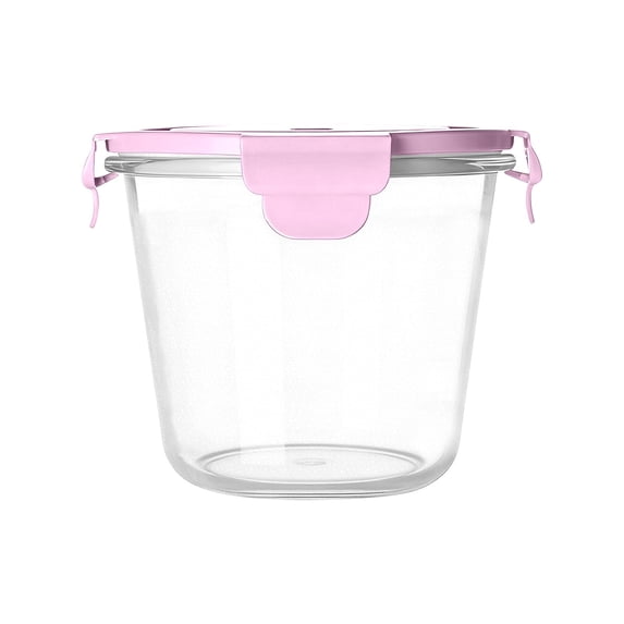 Borosilicate Glass Soup Storage Container With Airtight Lid, 750ml Round Food Prep Bowl For Meal Prep, Microwave Oven Freezer Safe, Leak Proof For Lunch, Rosy Pink