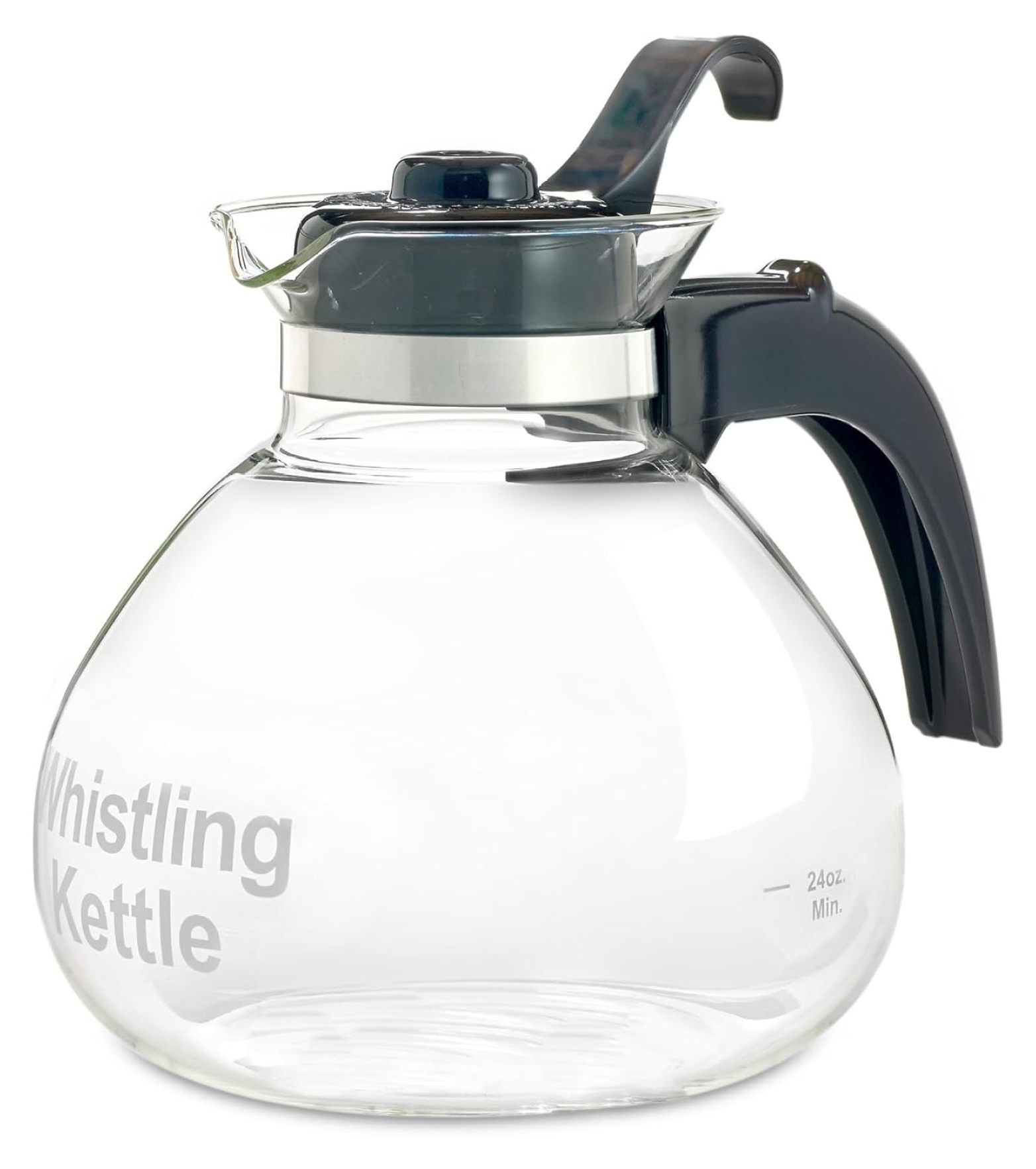 Borosilicate Glass Stove Top Whistling Tea Kettle 12 Cup Capacity